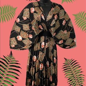 Fashion Nova Pleated Mixed Print Satin Maxi Dress